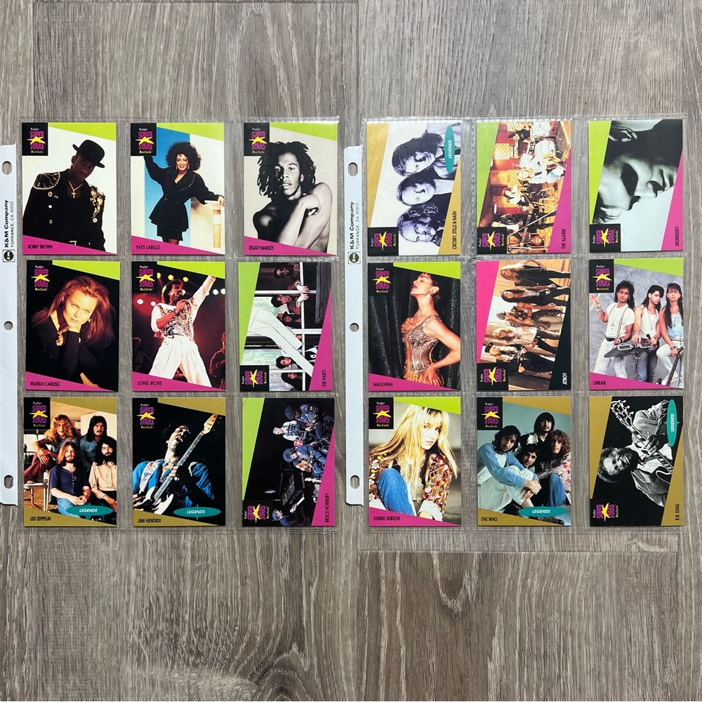 VINTAGE 1991 Pro Set‎ Super Stars MusiCards Lot of 18 Legends and Pop Stars